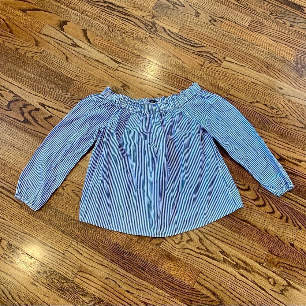 New GAP Blue White Stripe Off Shoulder Blouse S